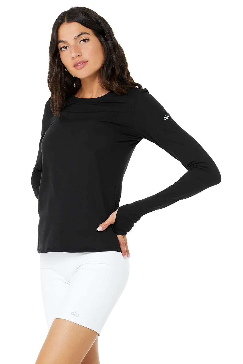 Alosoft Finesse Long Sleeve Top - Black