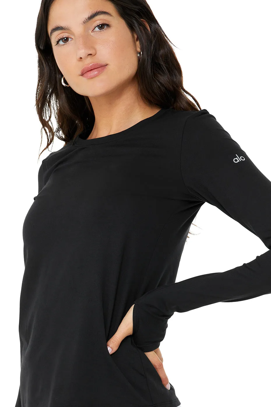 Alosoft Finesse Long Sleeve Top - Black