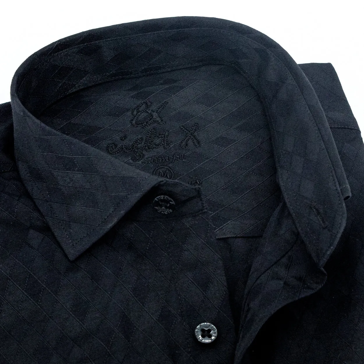 Argyle Jacquard Button Down Shirt - Black