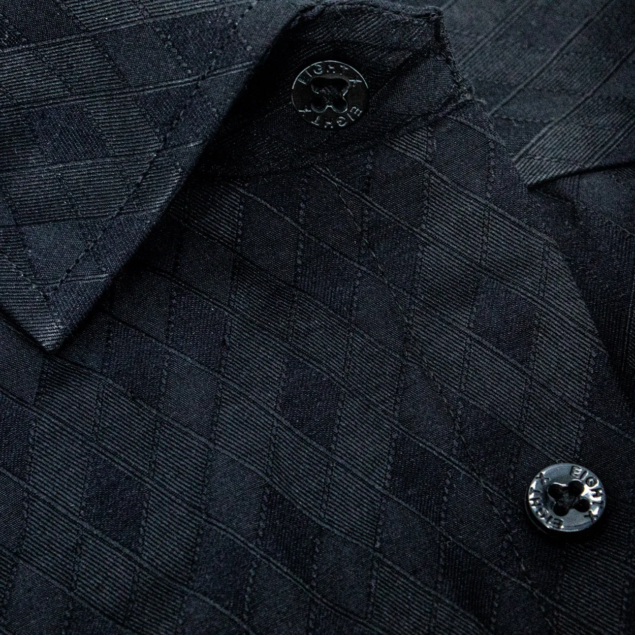 Argyle Jacquard Button Down Shirt - Black