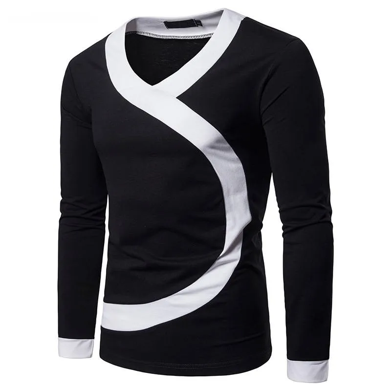 Basic Stripe Tide Slim Fit Long Sleeve Casual Style Men T-Shirt