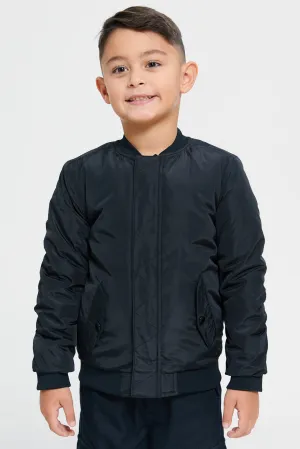 Boys Black Padded Bomber Jacket