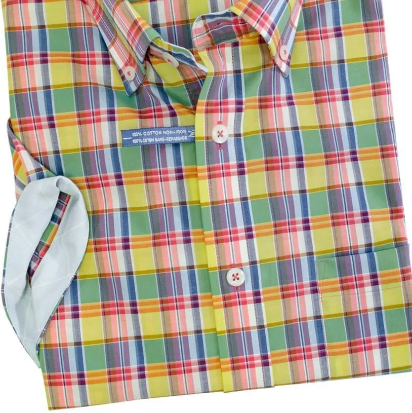 Bright Multi Colored Leo Chevalier Cotton Short Sleeve Shirts