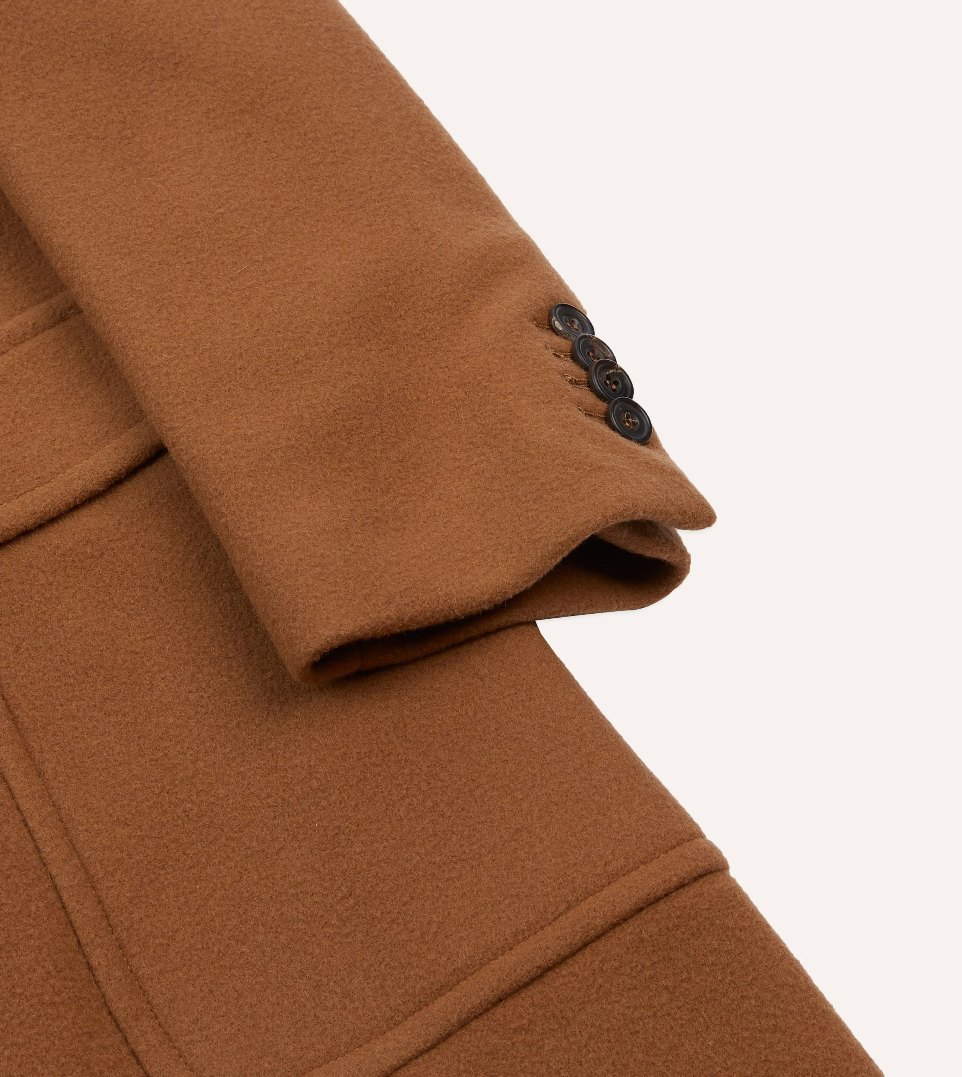 Camel Double-Breasted Cashmere-Wool Overcoat