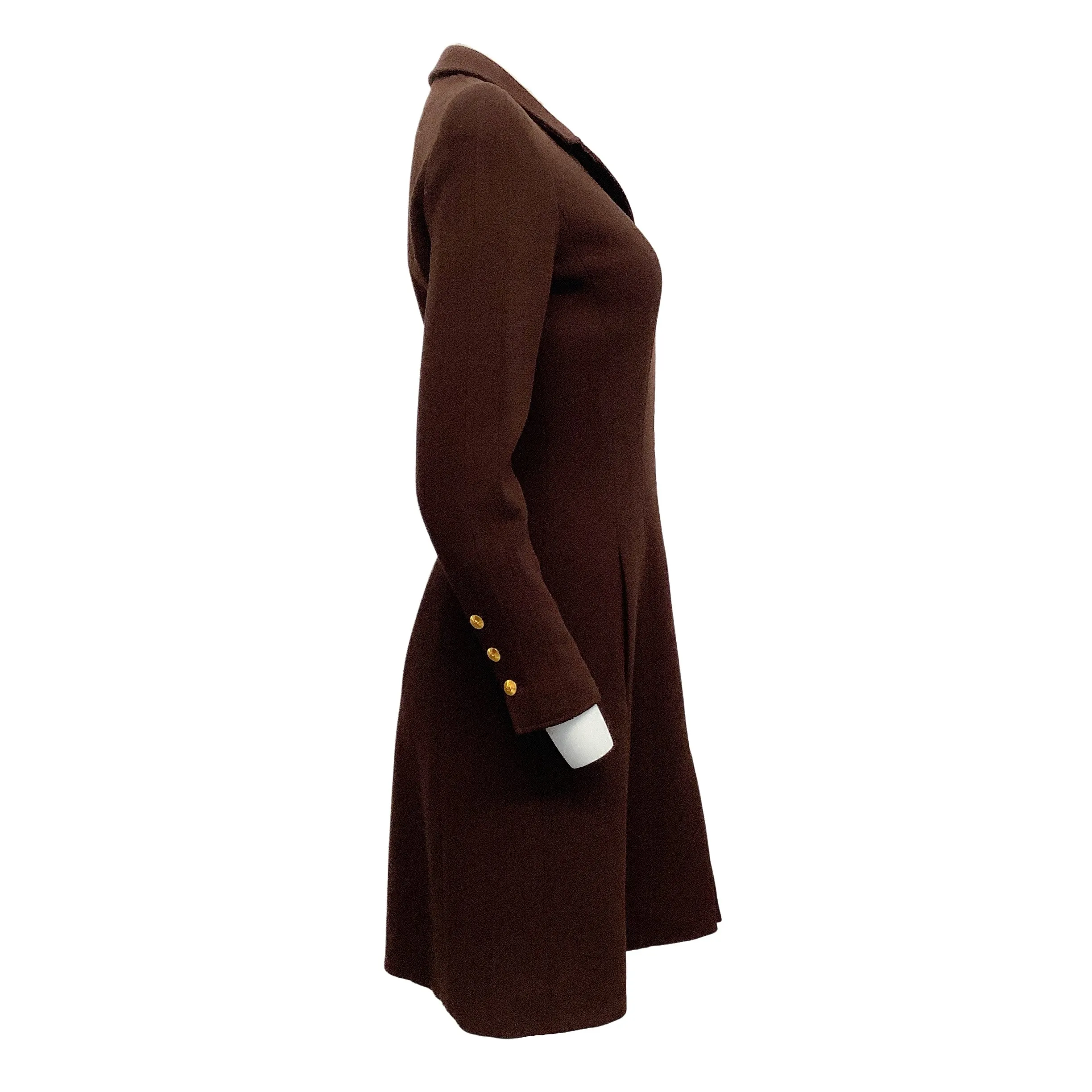 Chanel Brown 1996 Classic Hook and Eye Front Coat