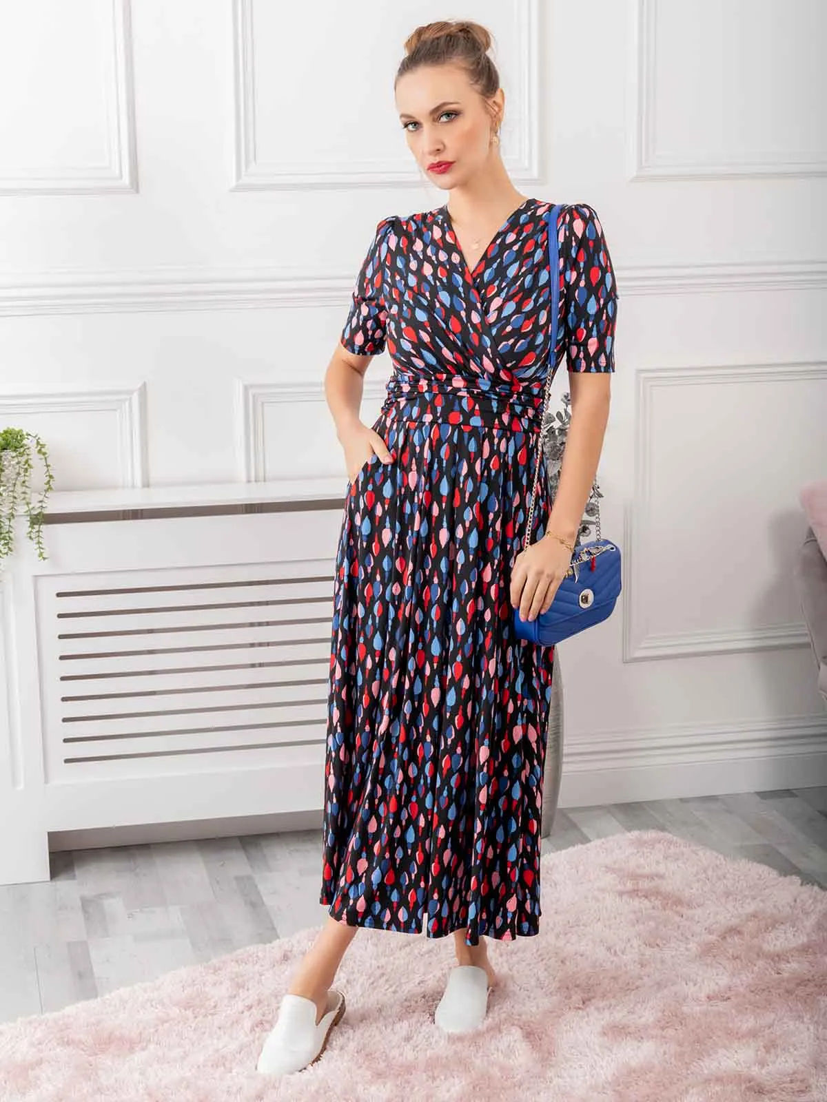 Coleen Jersey Maxi Dress, Navy Multi