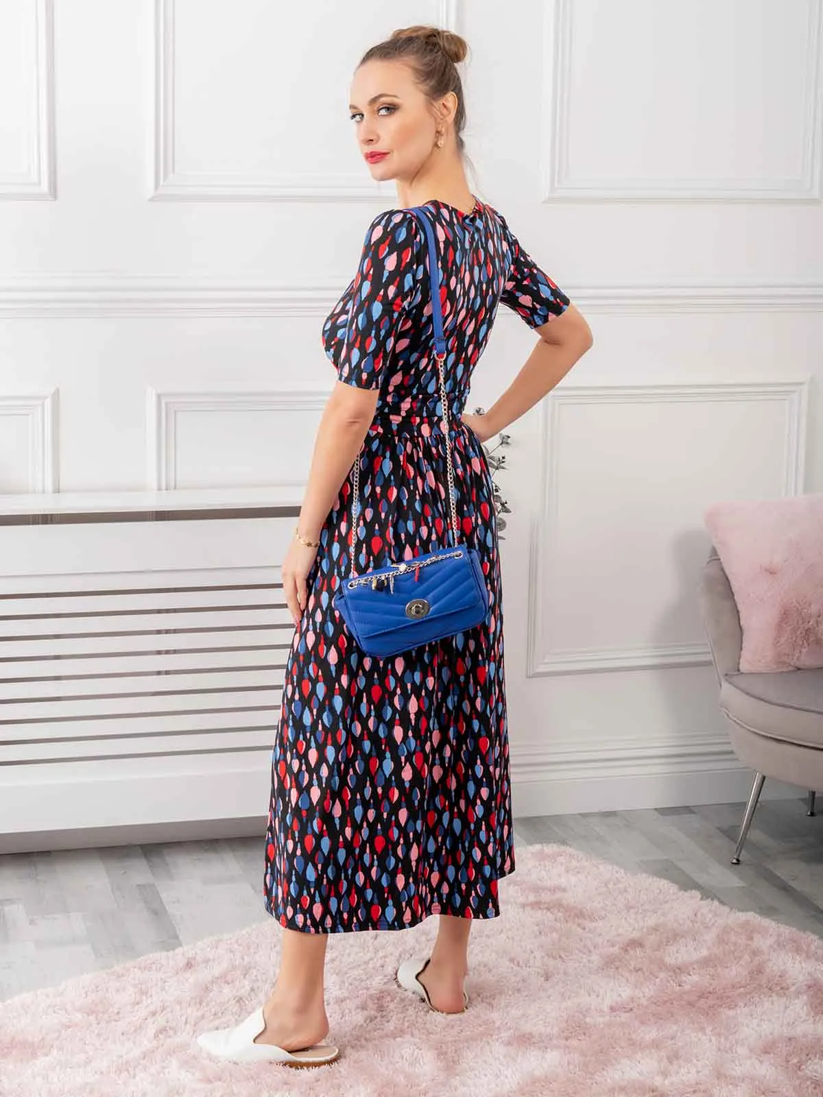 Coleen Jersey Maxi Dress, Navy Multi