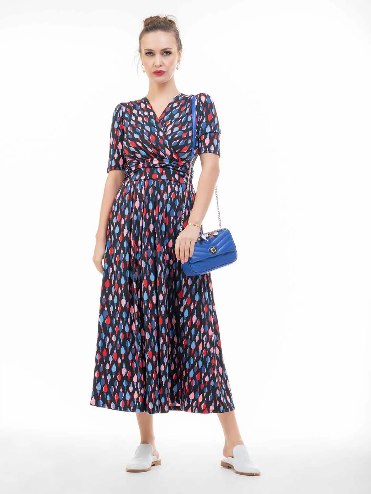 Coleen Jersey Maxi Dress, Navy Multi