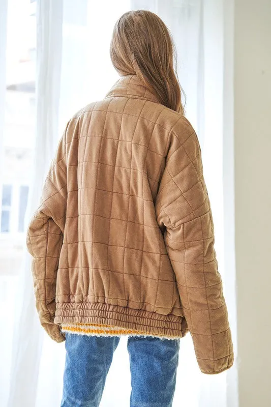 Crisp Days Comfy Quilting Zip Closure Jacket