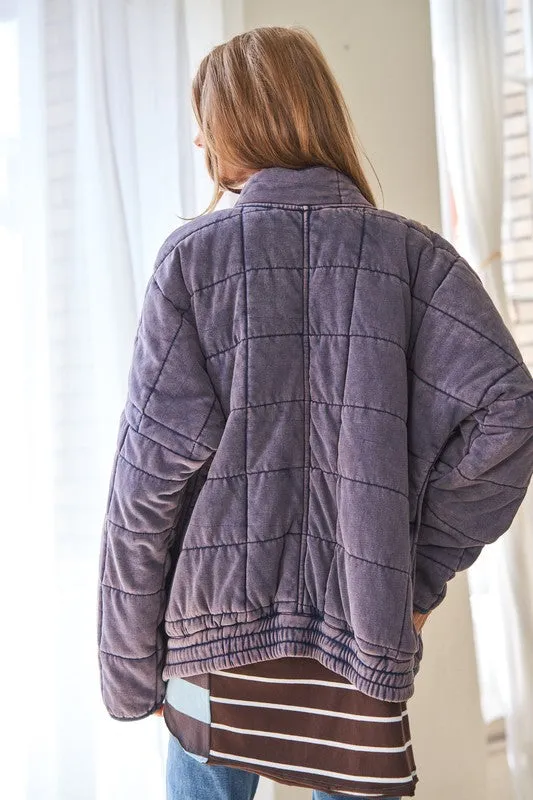 Crisp Days Comfy Quilting Zip Closure Jacket