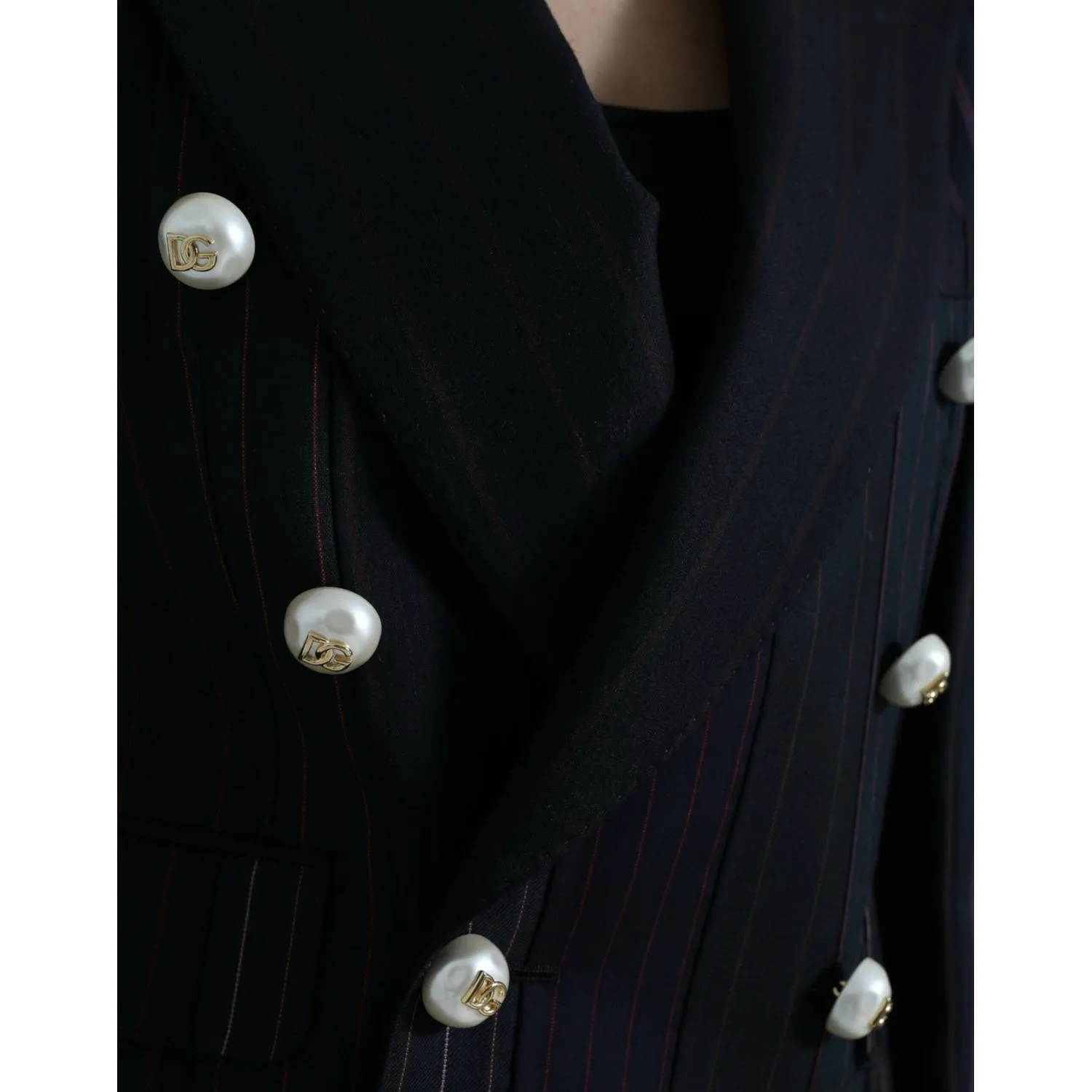 Dolce & Gabbana Elegant Striped Double Breasted Wool Blazer