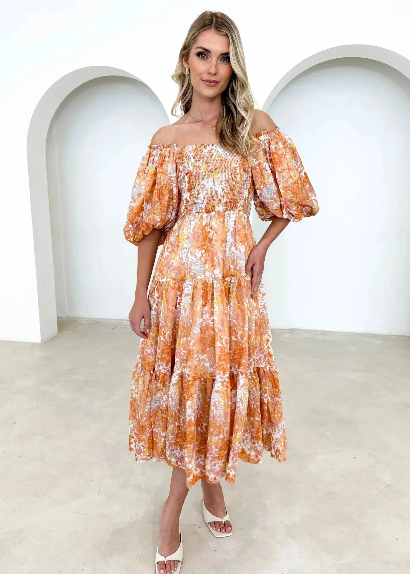 Elegant Printed Women Backless Slash Neck Maxi Dress