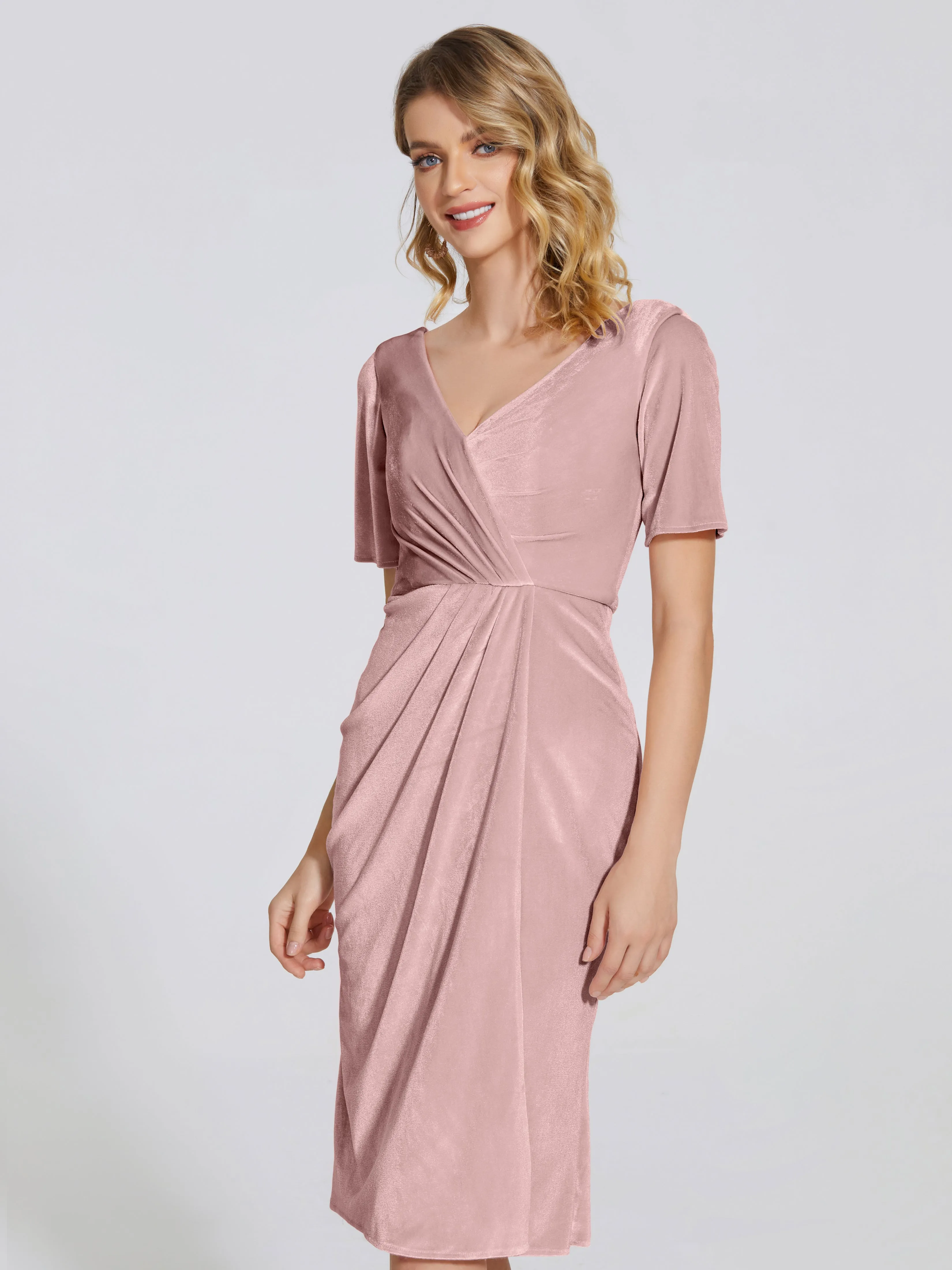 Flattering Knee Length Velvet Mother of the Bride Dresses