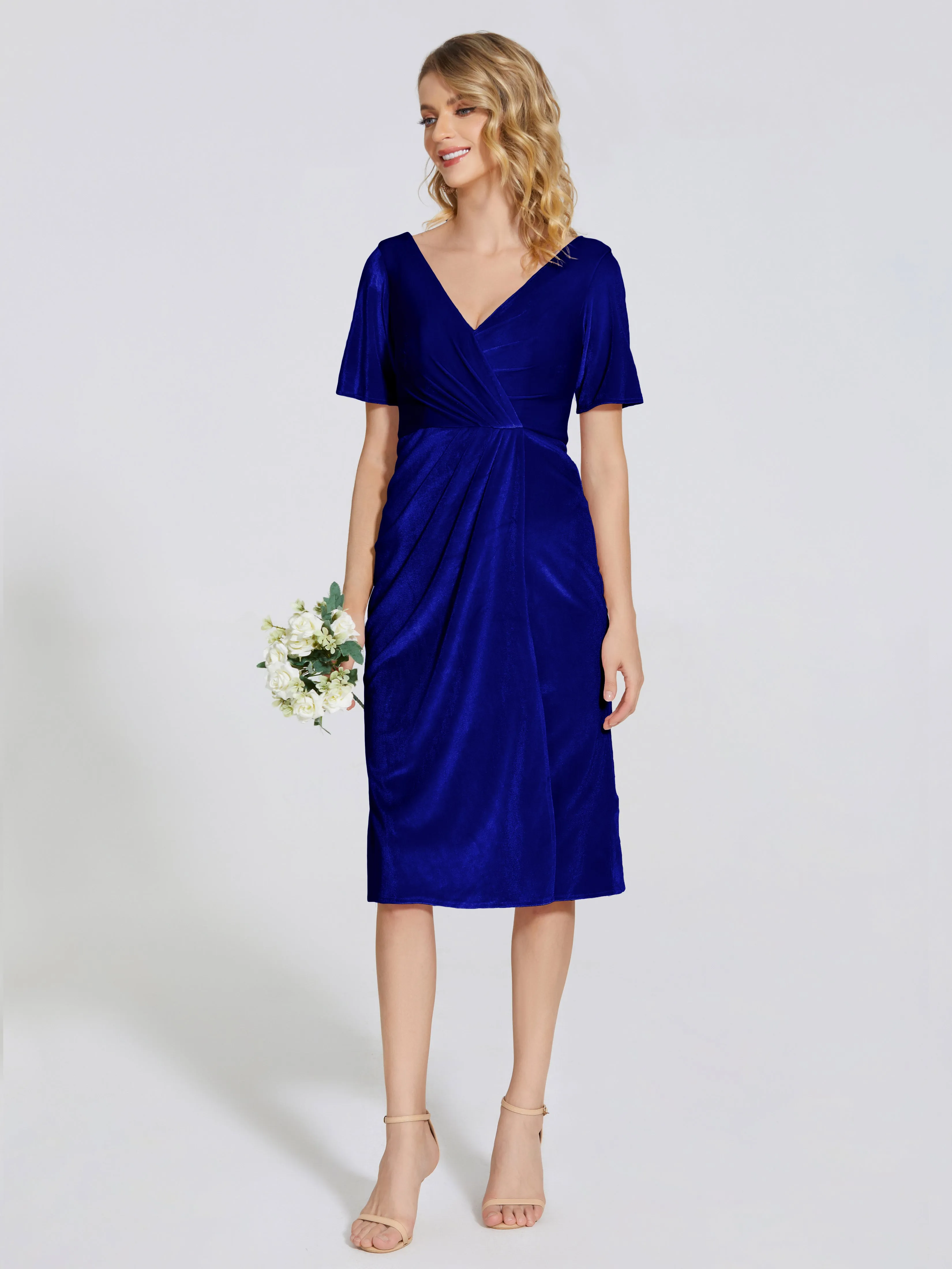 Flattering Knee Length Velvet Mother of the Bride Dresses