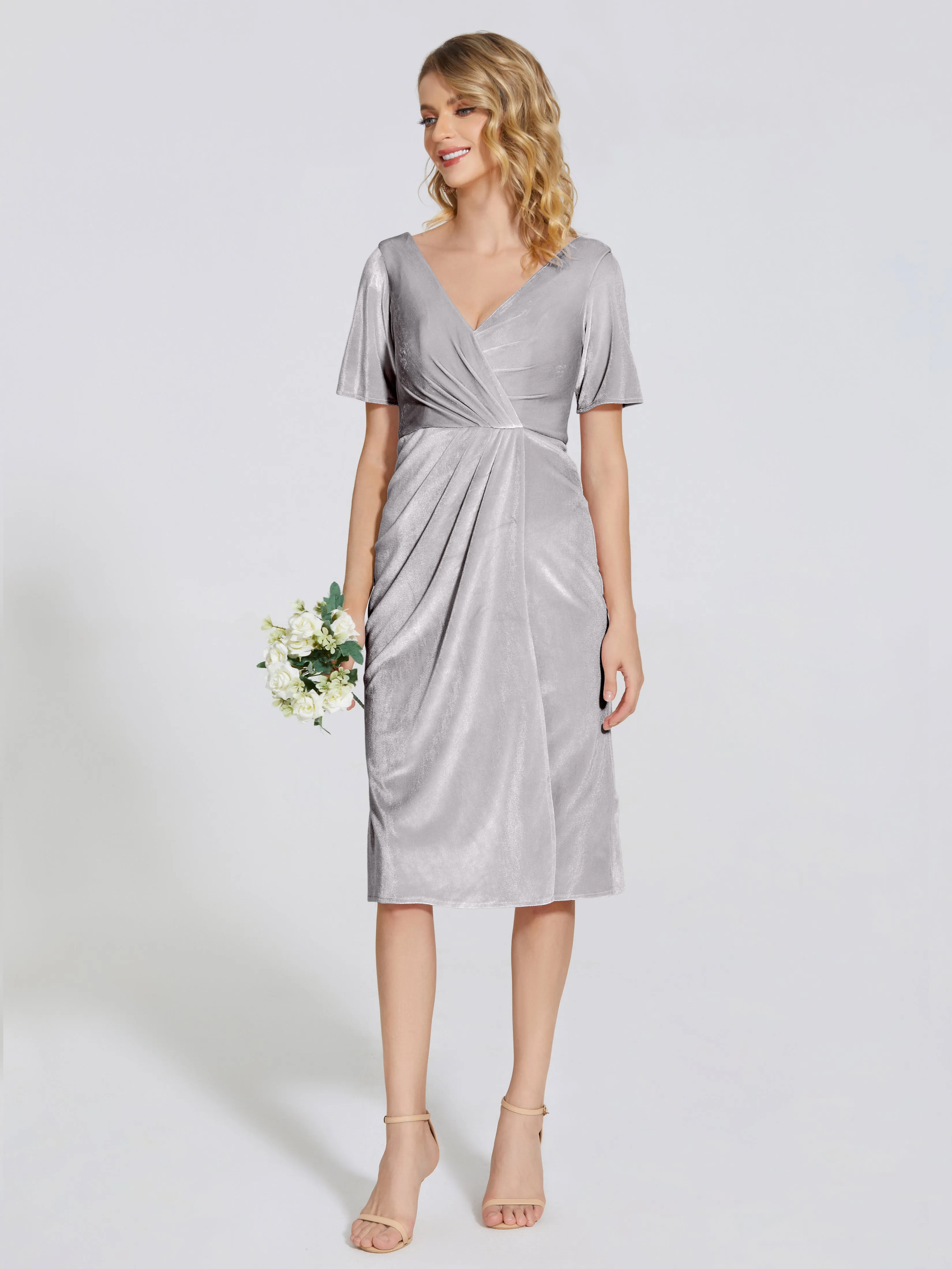 Flattering Knee Length Velvet Mother of the Bride Dresses