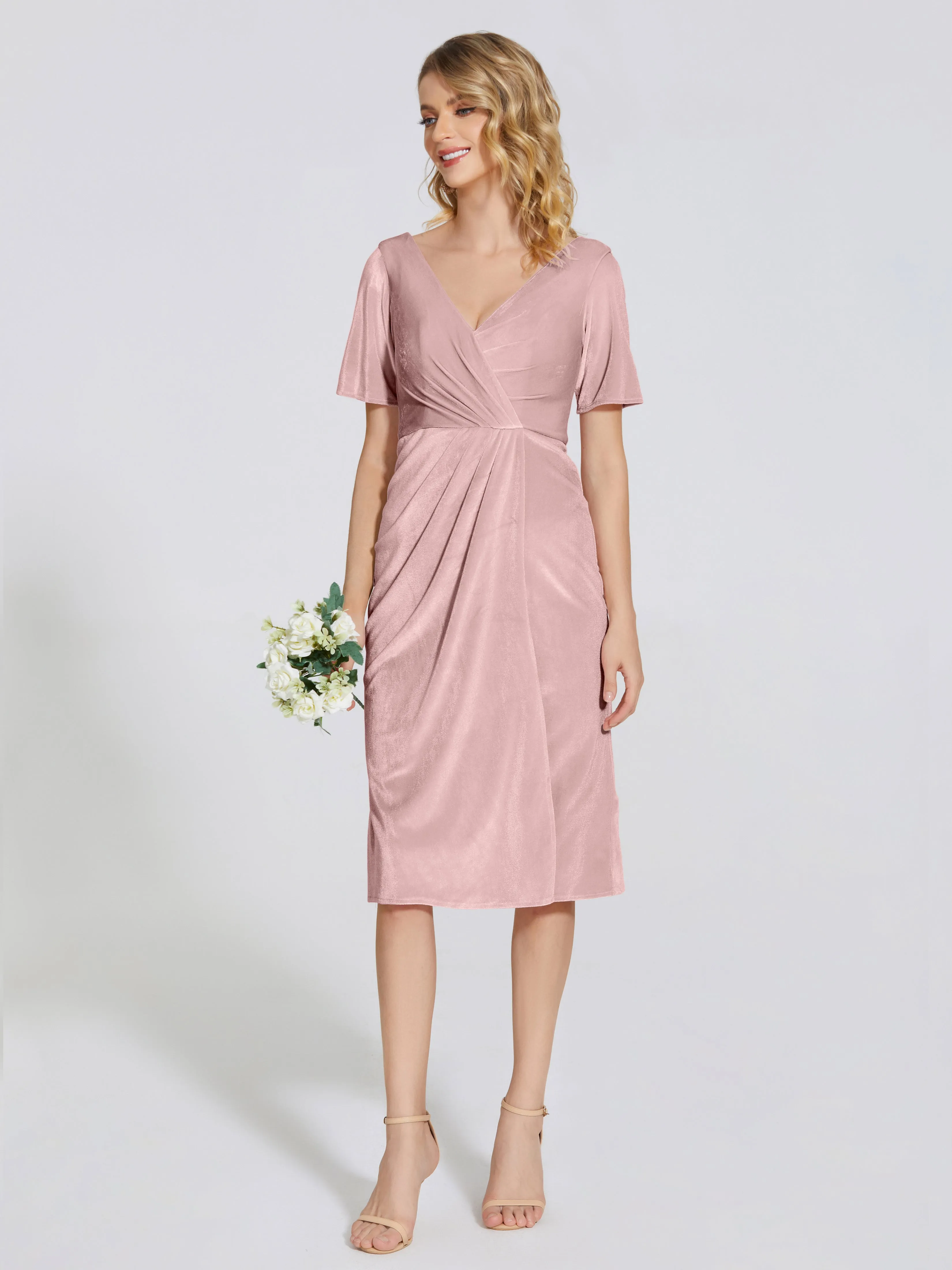 Flattering Knee Length Velvet Mother of the Bride Dresses