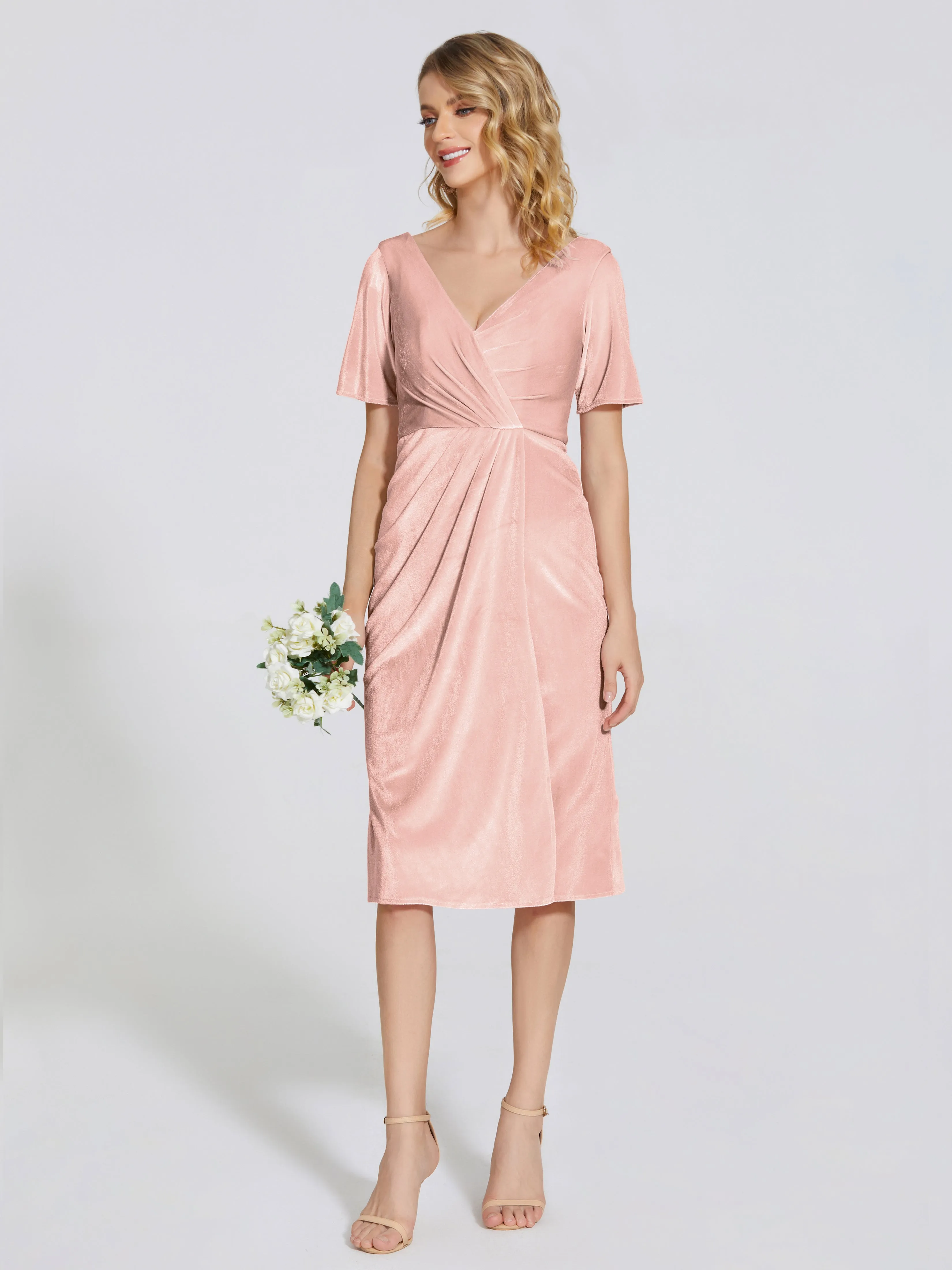 Flattering Knee Length Velvet Mother of the Bride Dresses