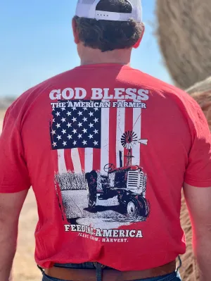 God Bless the American Farmer Red Tee by Texas True Threads