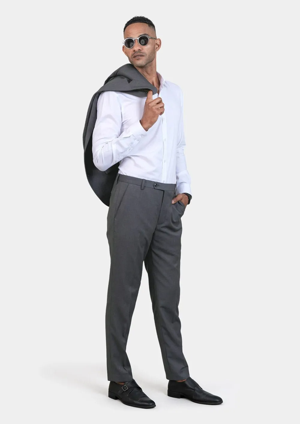 Grey Charcoal Crosshatch Pants