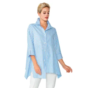 IC Collection "Mixed Direction" Cruisewear Asymmetric Shirt in Blue & White - 4691B