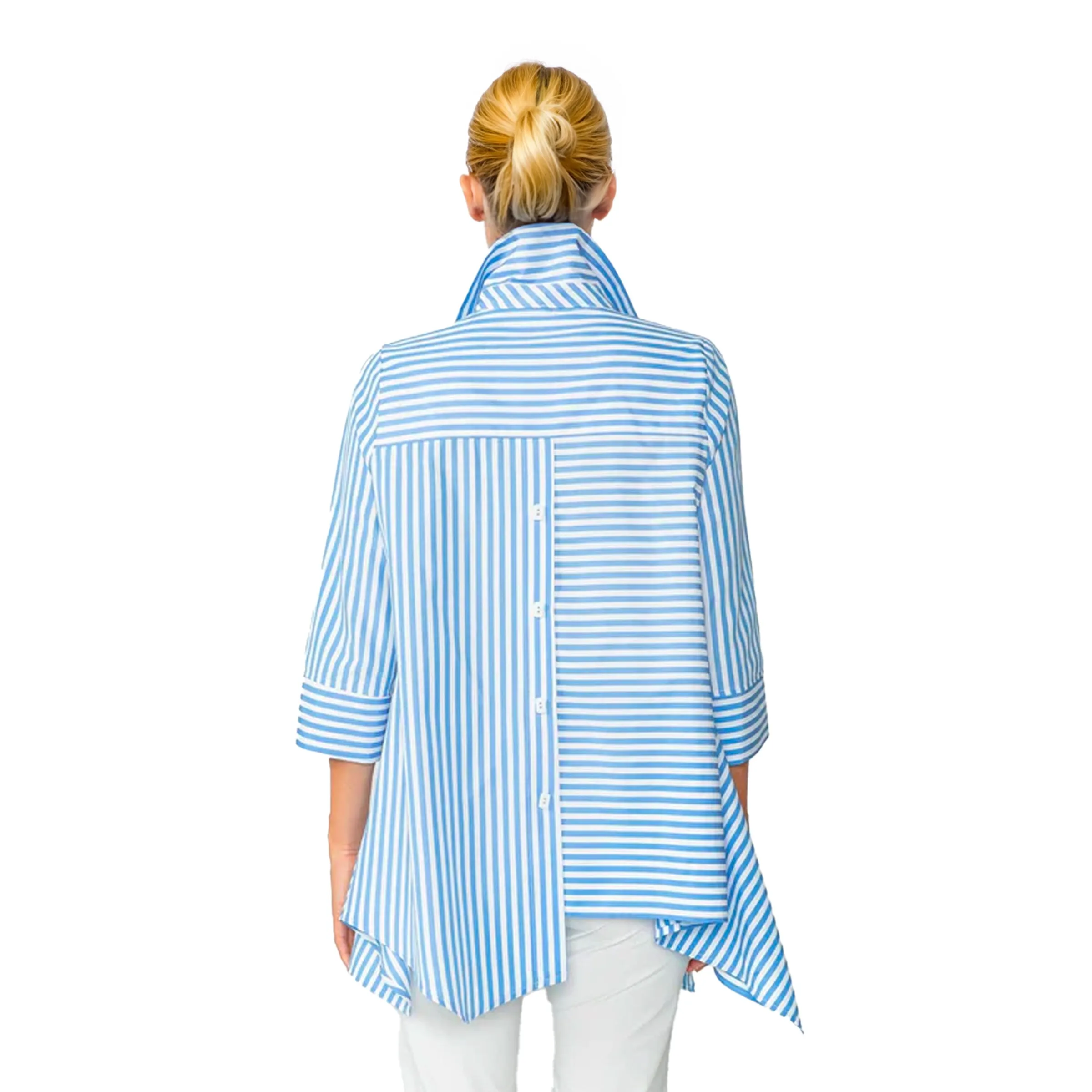 IC Collection "Mixed Direction" Cruisewear Asymmetric Shirt in Blue & White - 4691B