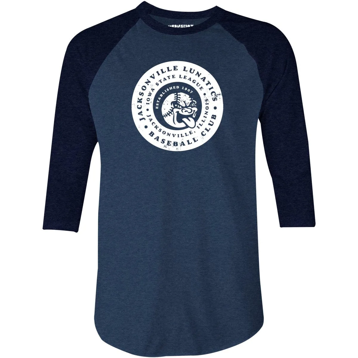 Jacksonville Lunatics - Illinois - Vintage Defunct Baseball Teams - 3/4 Sleeve Raglan T-Shirt