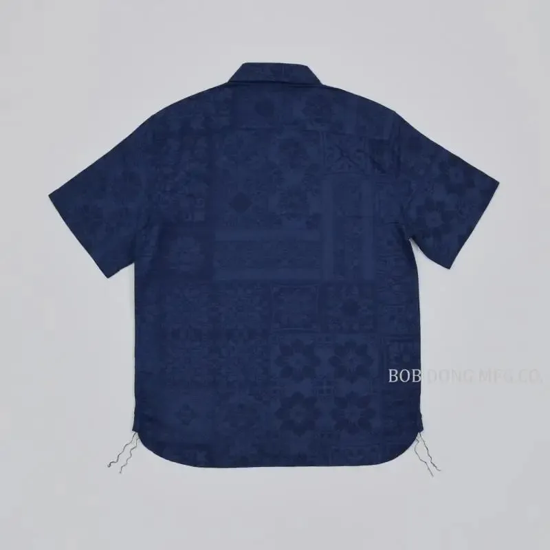 Japanese Retro Flax Blend Men's Casual Shirts with Totem Pattern