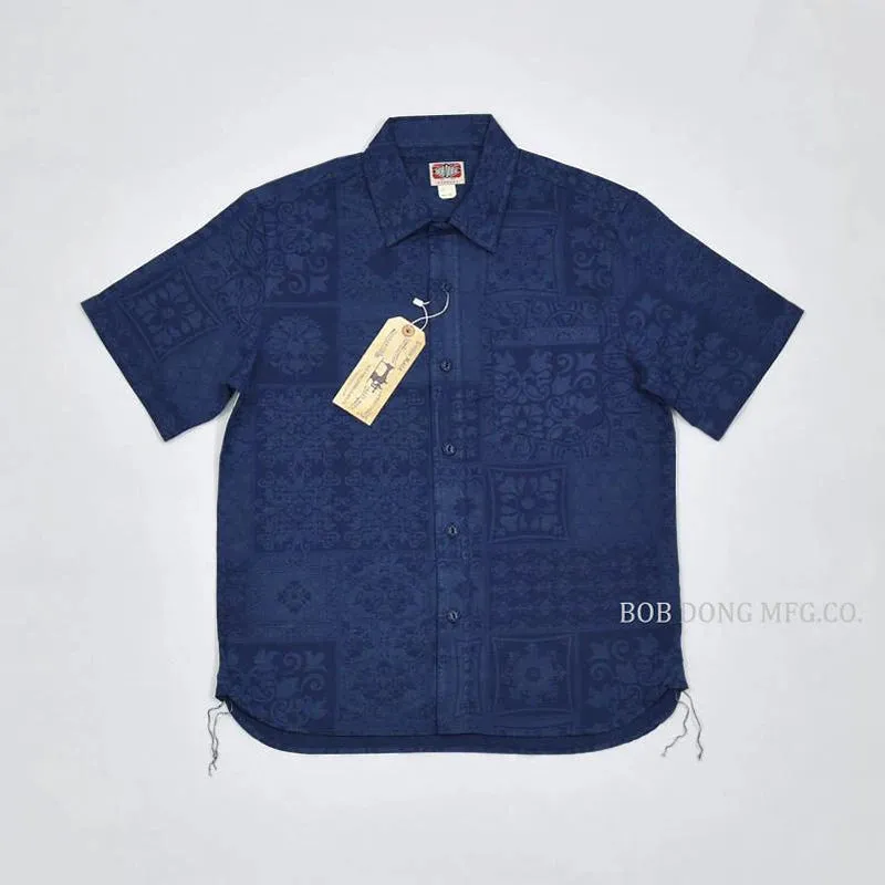 Japanese Retro Flax Blend Men's Casual Shirts with Totem Pattern