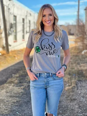 Kiss Me I'm Irish-ish Grey Graphic Tee by Texas True Threads