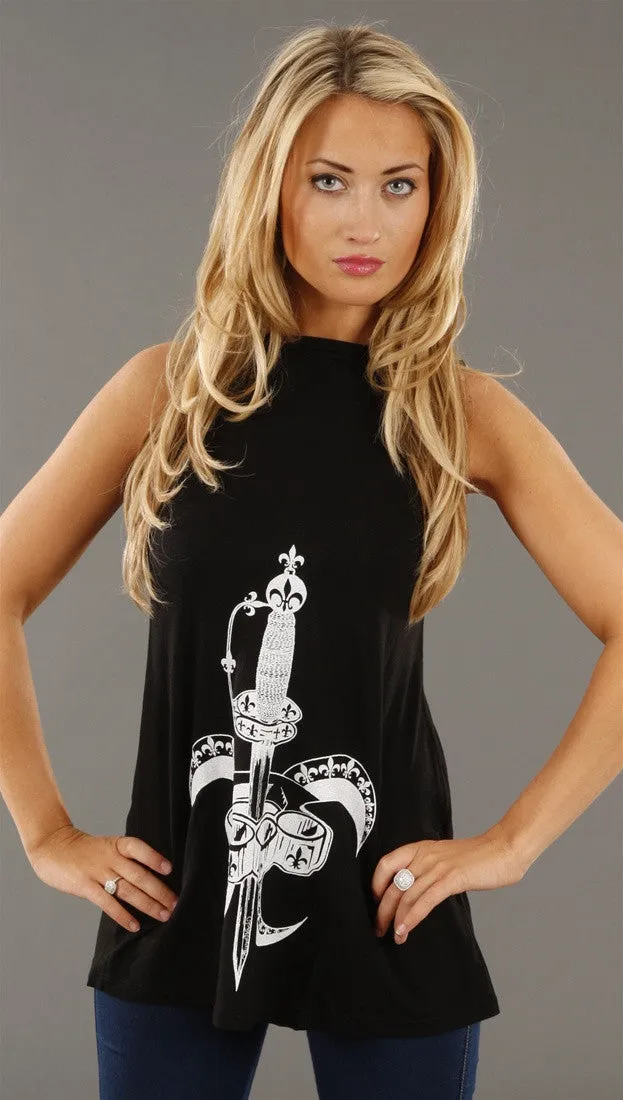 Lauren Moshi Fleur De Lies Swing Tank in Black