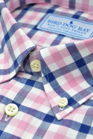 Linden: Button Down Shirt - Pink/Navy (XL)