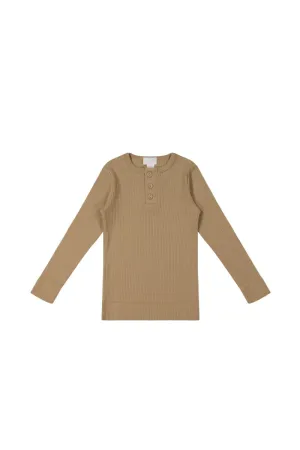 Organic Cotton Modal Long Sleeve Henley - Honeycomb