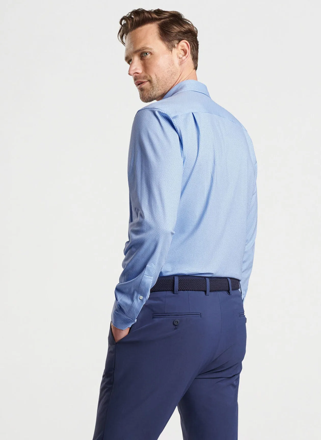 Peter Millar Midlands Excursionist Flex Sport Shirt In Blue Frost