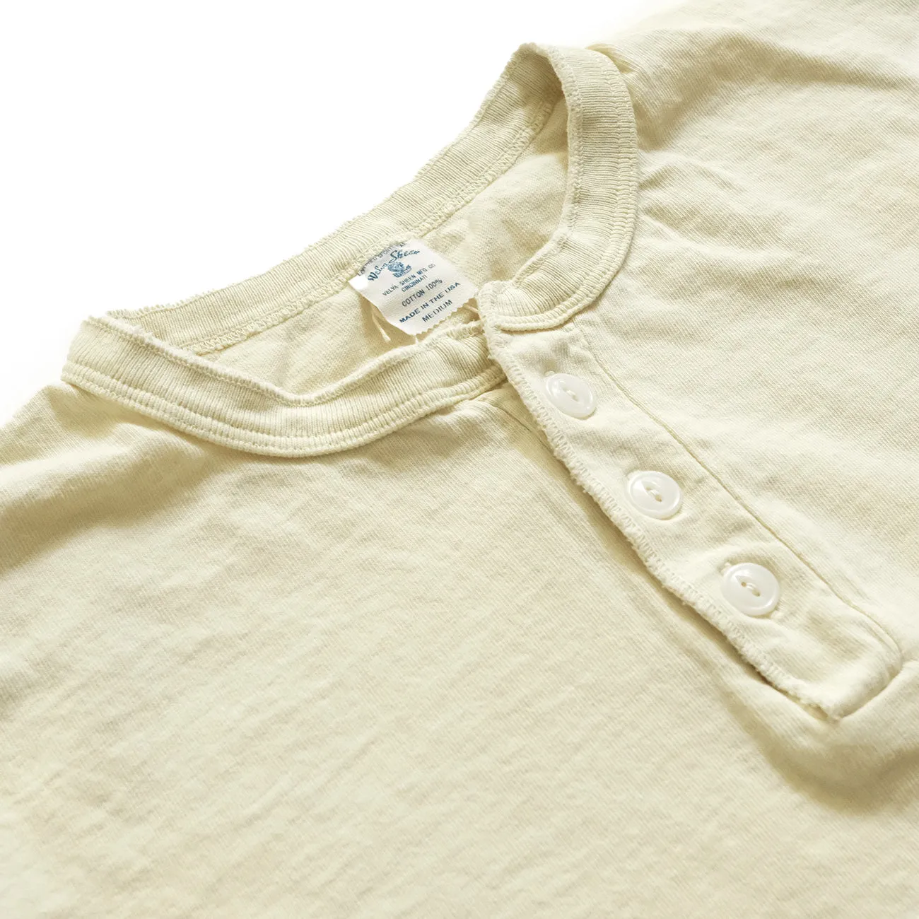 Pigment Dyed Henley Tee  - Oat Milk