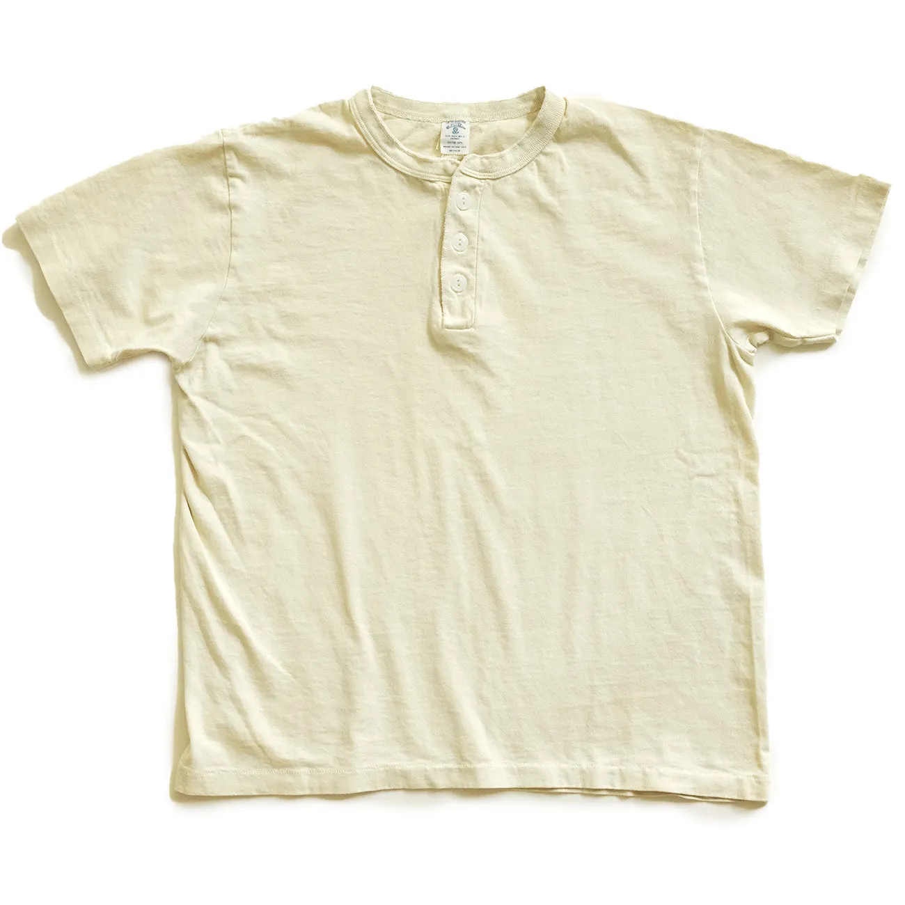 Pigment Dyed Henley Tee  - Oat Milk