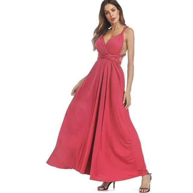 Plus Size - Infinity Convertible Wonder Dress,  20 Colors Summer Maxi Party Dresses Multiway Swing Dress  Wrap Dress (US 8 - 18 W)