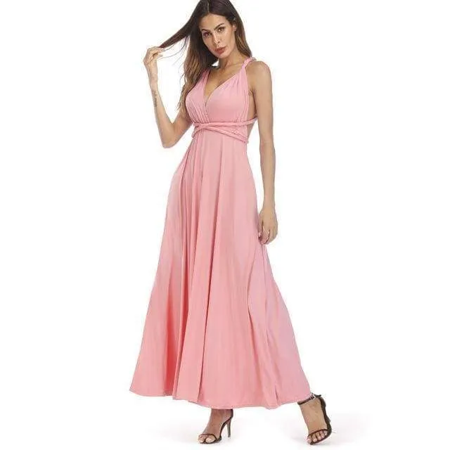 Plus Size - Infinity Convertible Wonder Dress,  20 Colors Summer Maxi Party Dresses Multiway Swing Dress  Wrap Dress (US 8 - 18 W)