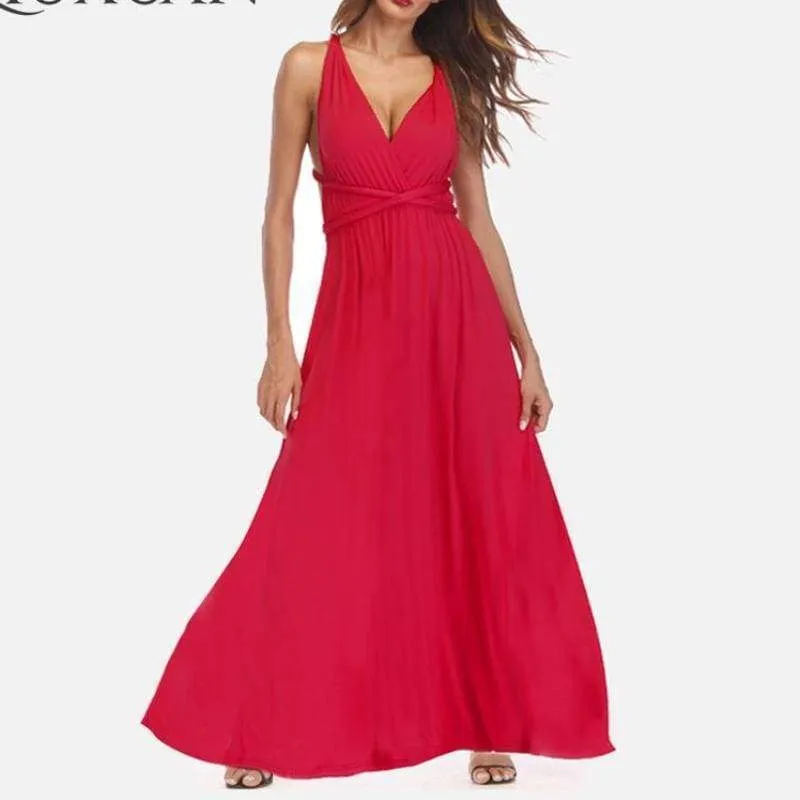 Plus Size - Infinity Convertible Wonder Dress,  20 Colors Summer Maxi Party Dresses Multiway Swing Dress  Wrap Dress (US 8 - 18 W)