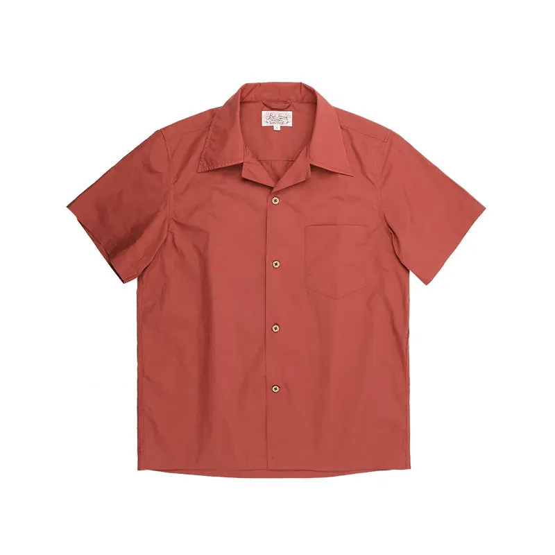 Retro Plain Short Sleeved Cuban Collar Shirts for Men - Boxy Fit