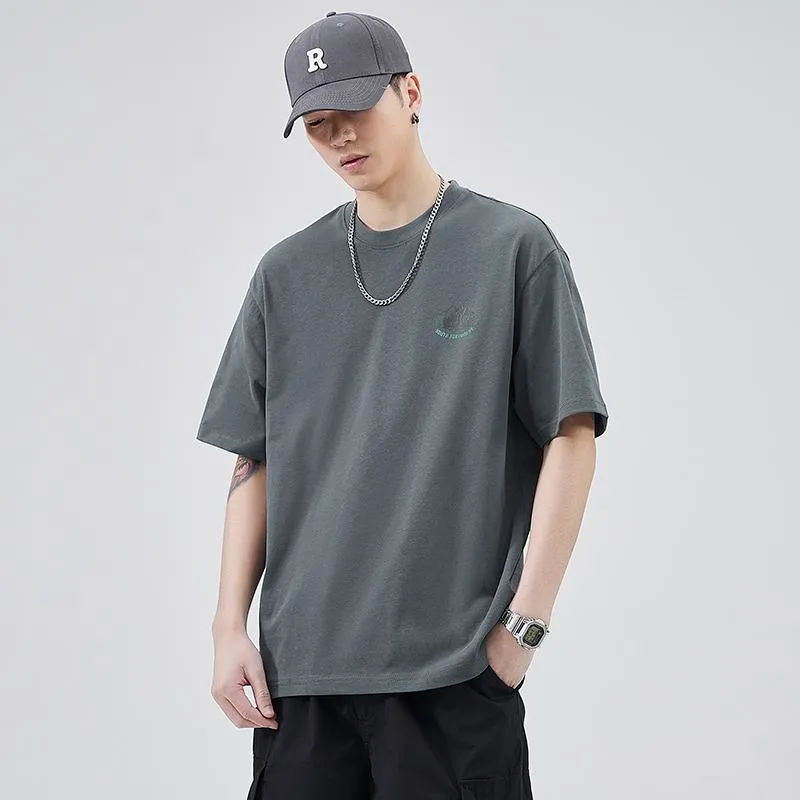 Round Neck Simplicity Pure Cotton Versatile Short Sleeve Tee