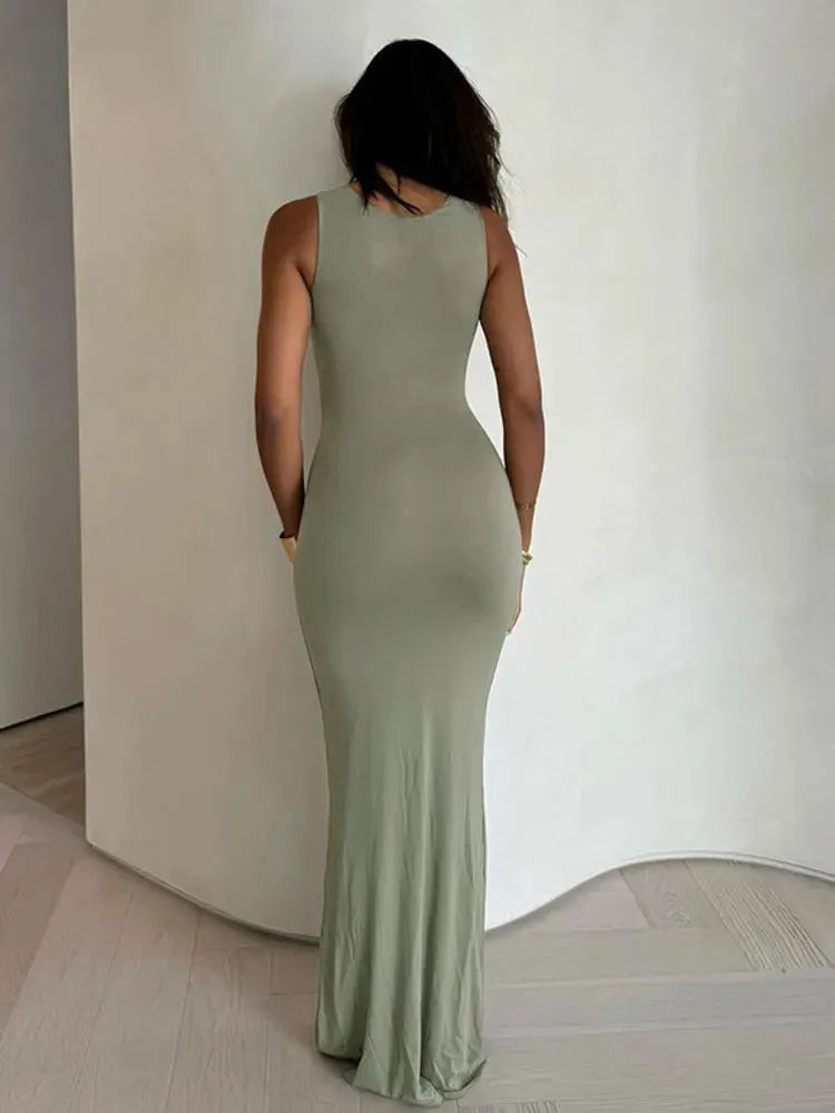 Slim Bodycon Bandage Hollow Out Party Elegant Long Vestidos Maxi Dress