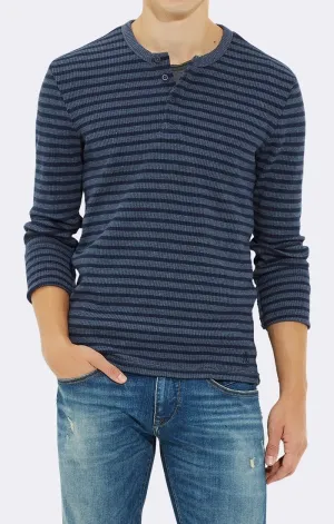 STRIPED LONG SLEEVE HENLEY