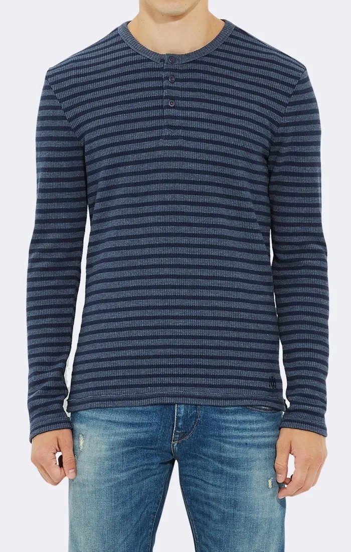 STRIPED LONG SLEEVE HENLEY