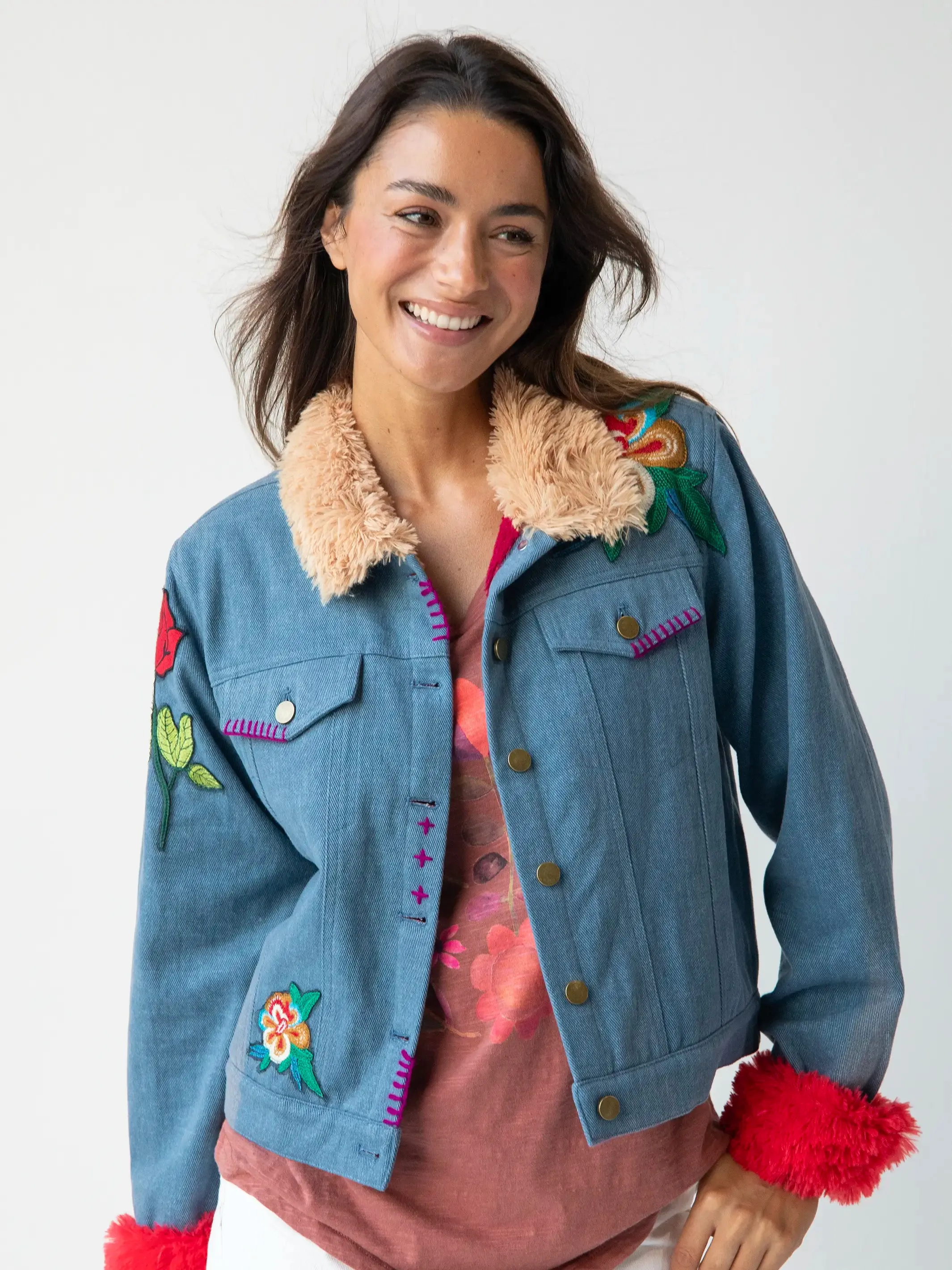 Tara Embellished Jacket - Denim