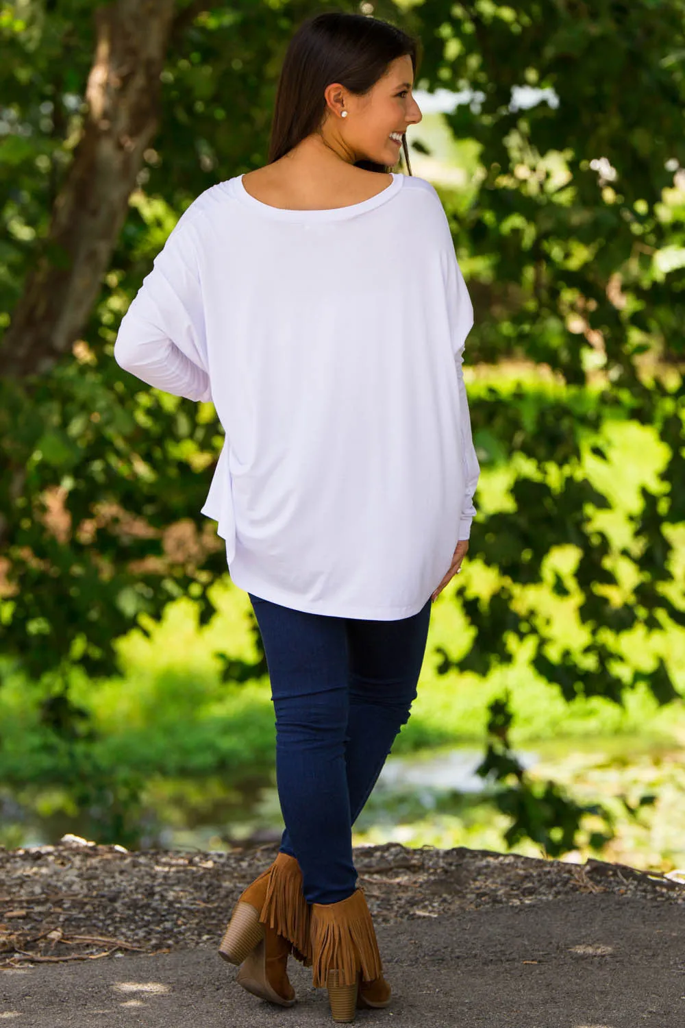 The Perfect Piko V-Neck Top-White