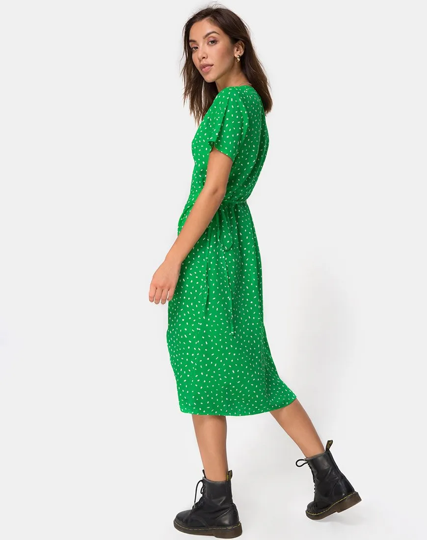 Trasti Wrap Dress in Mini Diana Dot Green