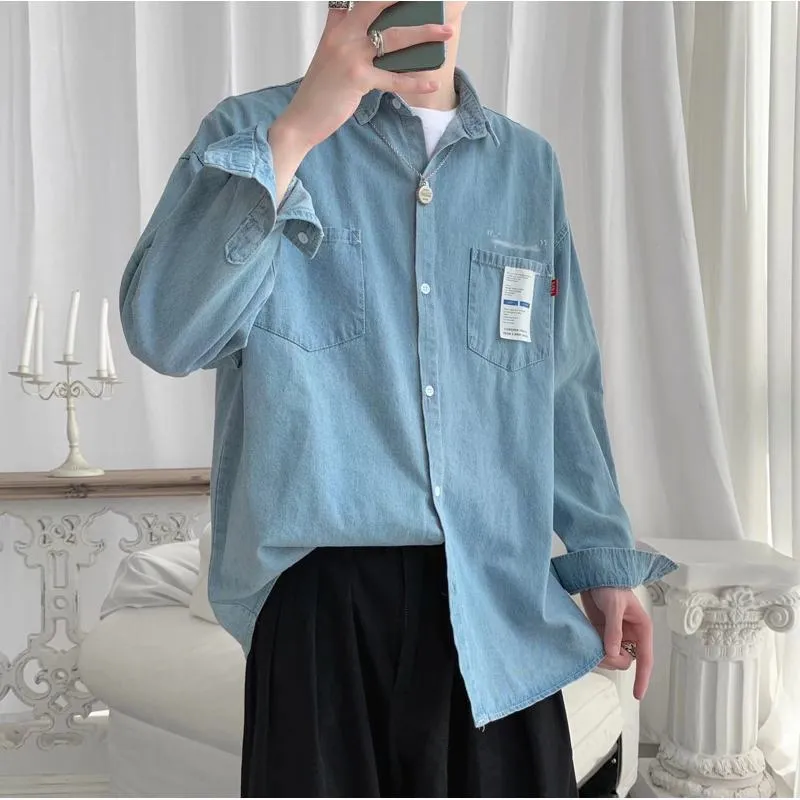 Trendy Artistic Lazy Solid Versatile Simplicity Long Sleeve Shirt