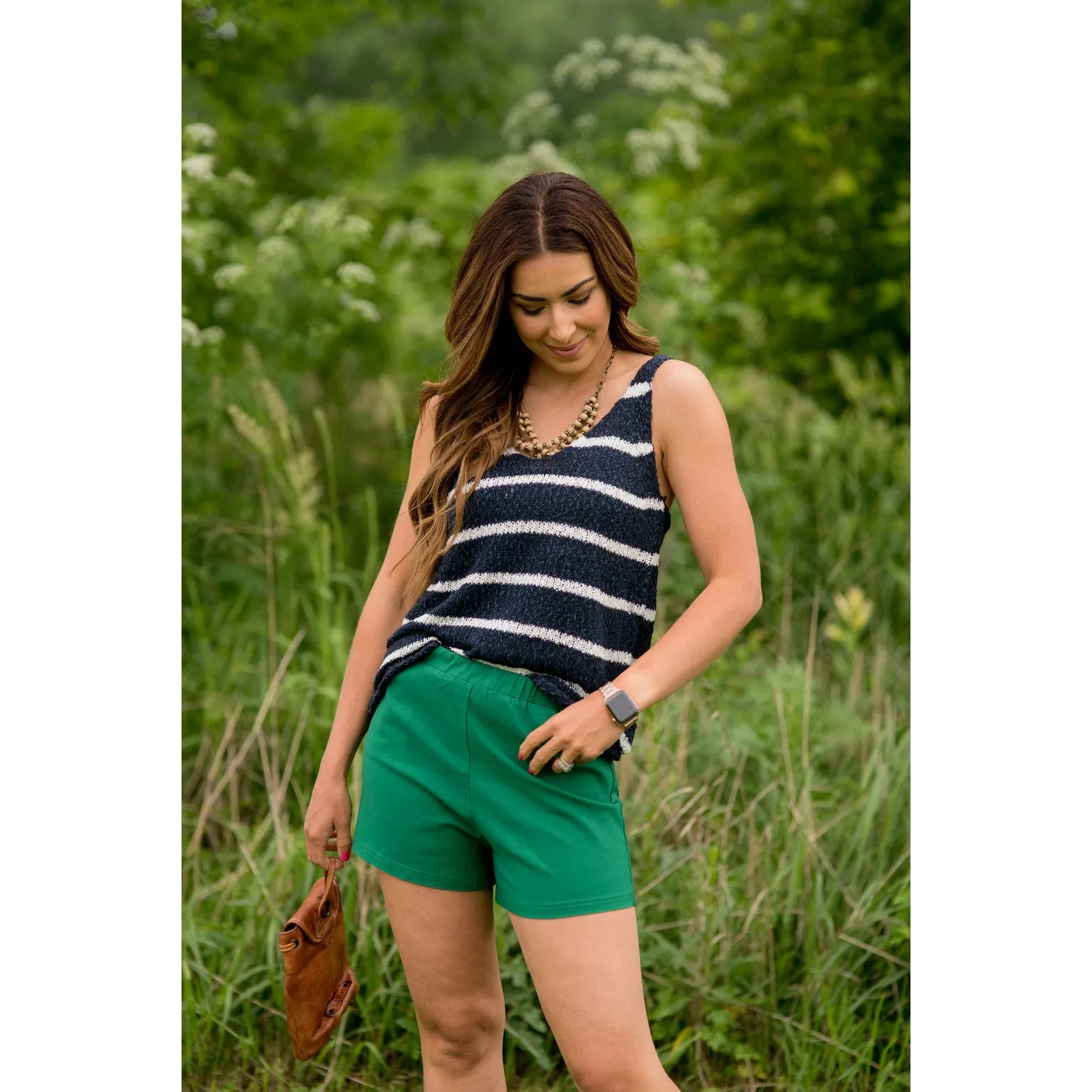 V-Neck Striped Knit Tank