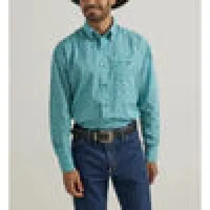 Wrangler Mens George Strait Button-Down Shirt - Teal 112338087