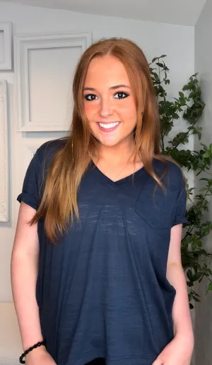 Zoie V-Neck, Navy